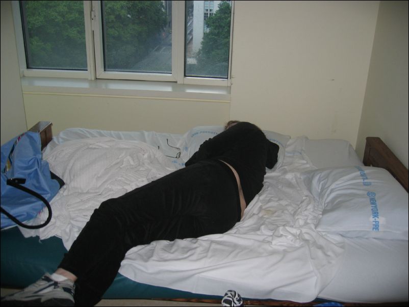 Mommy after rooming in with Sebastian (to prove that we can feed him)